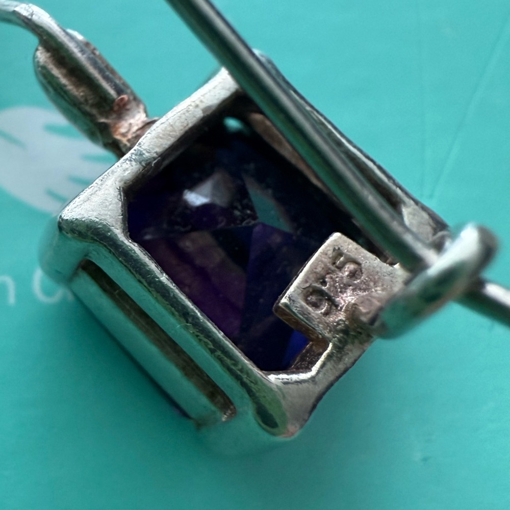 925 Silver Amethyst Square Drop Earrings - Picture 4 of 11